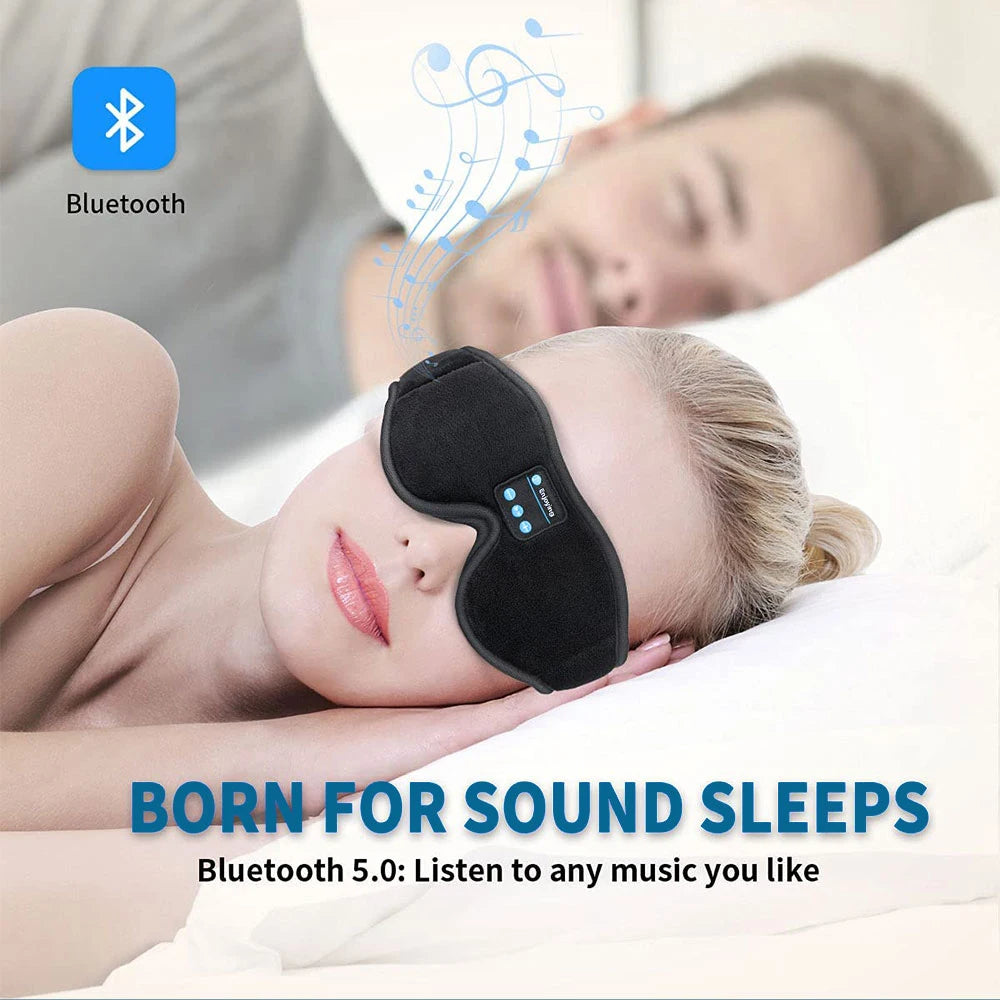 Máscara para dormir con auriculares Bluetooth 3D, reproducción de música y altavoces HD integrados.
